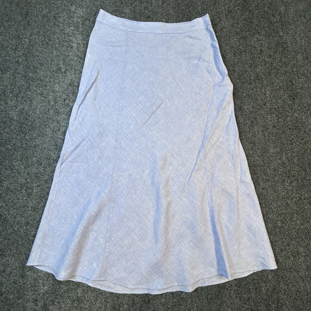 J.Crew Baird McNutt Irish Linen Midi Skirt Blue Lavender Size 8 A-Line Coastal